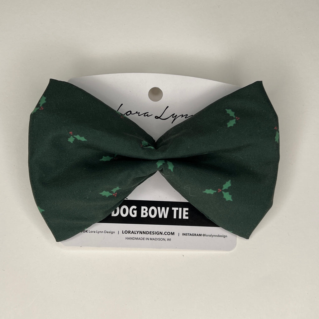 Holly Days dog bow tie