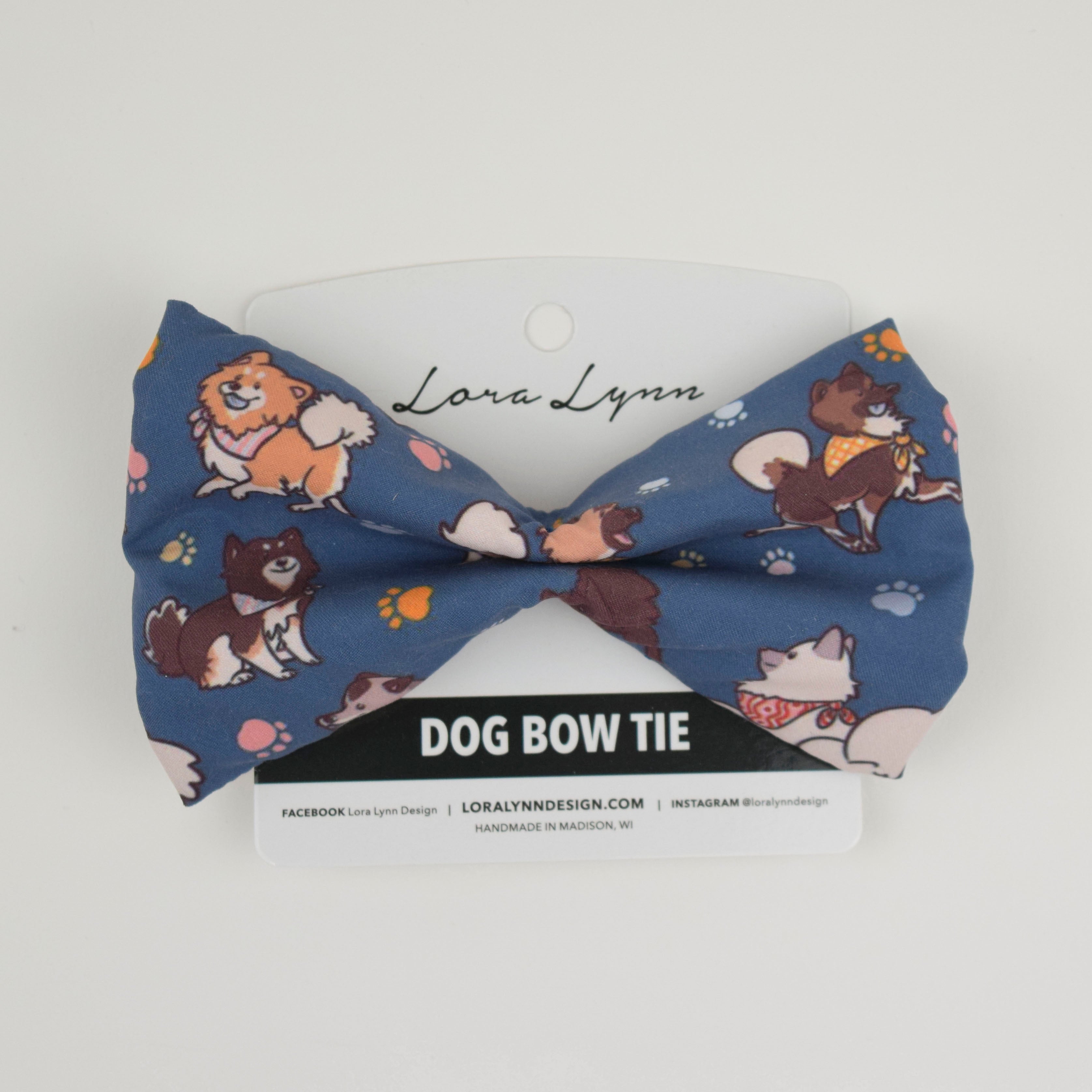 Watercolor Spitz - Sptiz dog bow tie