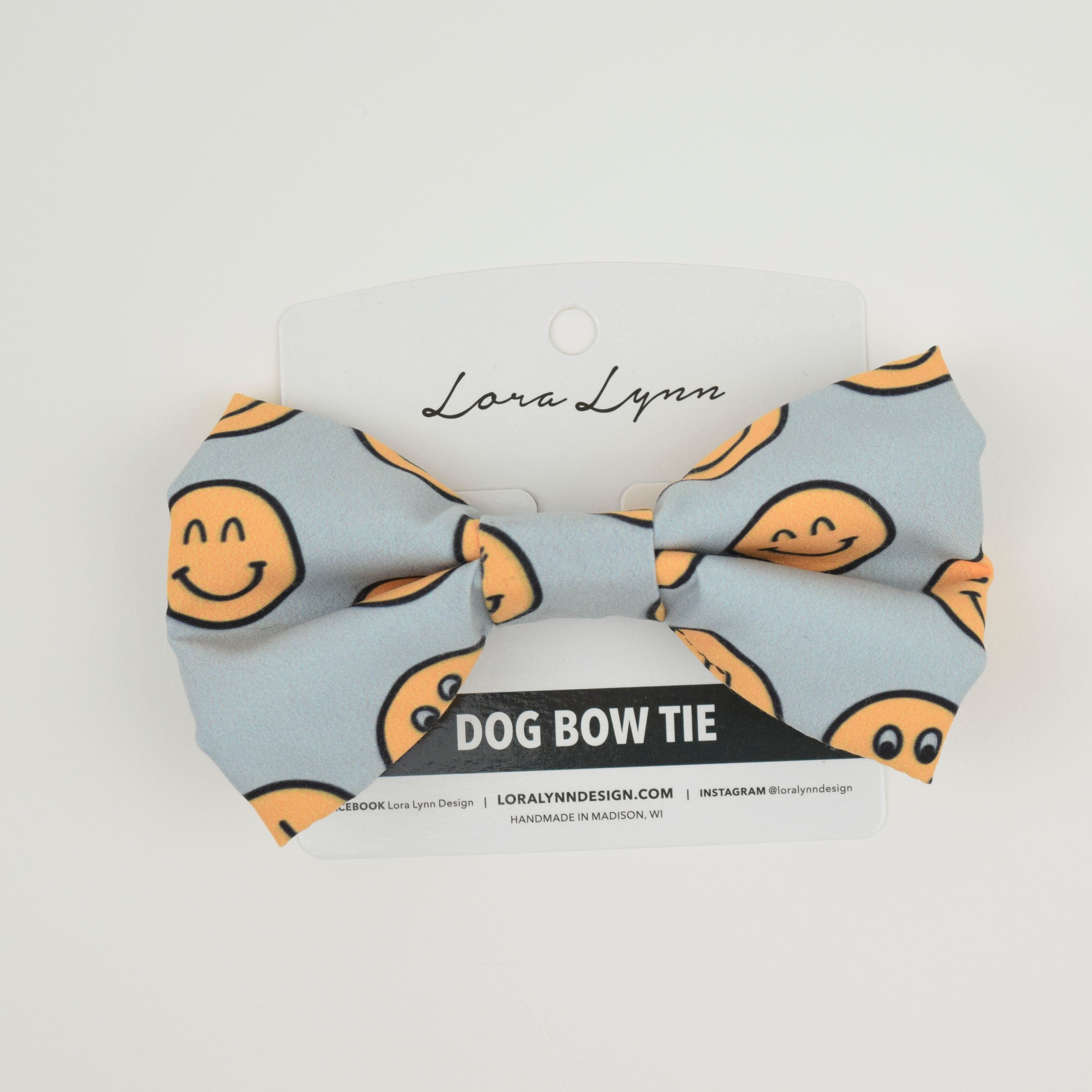 Checkered Silly Smiles - Smiles dog bow tie