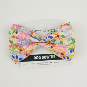 Garden Florals - Cream dog bow tie