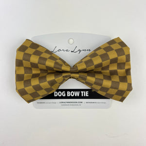 Apple Crisp - Bronze Check dog bow tie