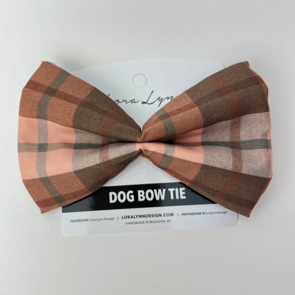 Pumpkins and Plaid - Brown Plaid dog bow tie