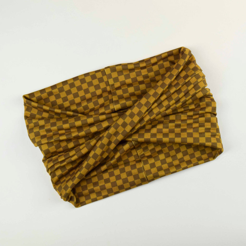 HEAD WRAP - BRONZE CHECK