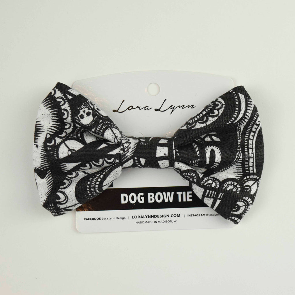 SKULLS dog bow tie