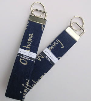 DENIM BLUE STATES 72 Key Fob Wristlet