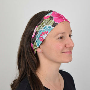 Floral on Brown Geos Wide Headband