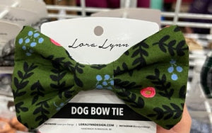 OLIVE FLORAL dog bow tie