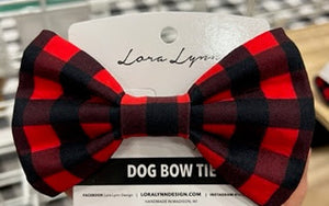 RED AND BLACK CHECK dog bow tie