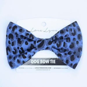 Blue Leopard dog bow tie