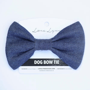 Dark Denim dog bow tie