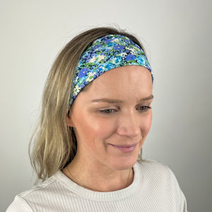 Blue Tiny Floral Wide Headband