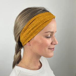 Gold Linen Wide Headband