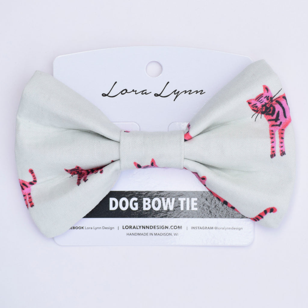 Pink Cats dog bow tie