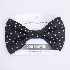 Polka Dot Black dog bow tie